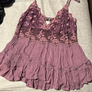 Dusty lavender embroidered top